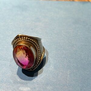 Bi Color Pink Quartz Ring